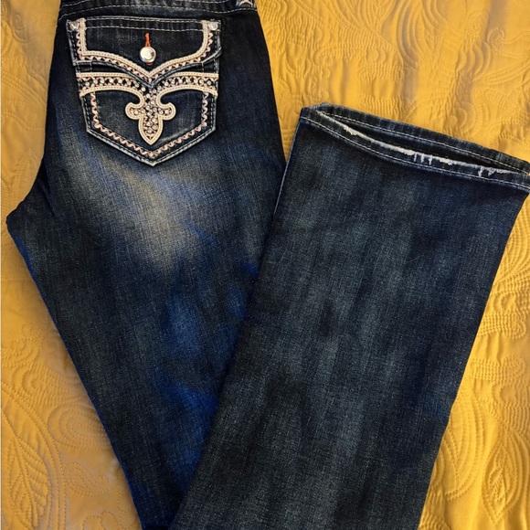 Rock Revival Esther Dark Blue Skinny Jeans with Silver Accents - Picture 6 of 7